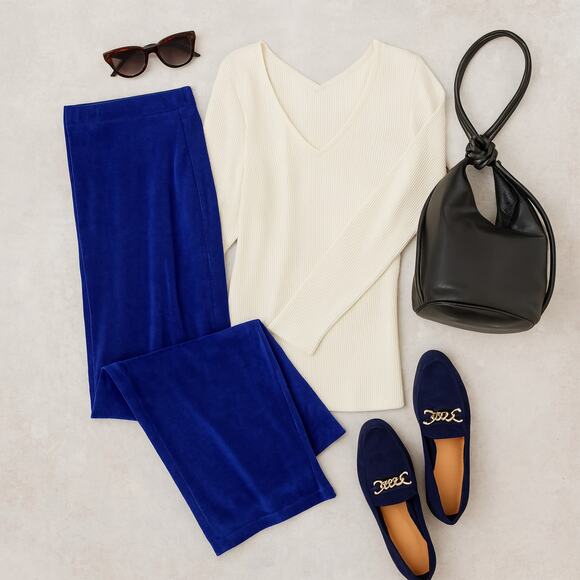 Chico’s Travelers Pull On Elastic Waist Blue Crop High Rise Pants 3 or XL NWT - Picture 2 of 7